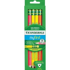 Ticonderoga My First Tri-Write Wood-Cased Pencils, Neon Assorted, 12/Pack, 2 Packs/Bundle (DIX13012-2) Clearance