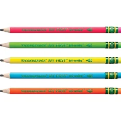Ticonderoga My First Tri-Write Wood-Cased Pencils, Neon Assorted, 12/Pack, 2 Packs/Bundle (DIX13012-2) Clearance