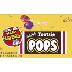 Hard Candy & Lollipops<Tootsie Roll Pops Lollipops, Assorted Flavors, 60 oz., 100 Pieces (TOO508)