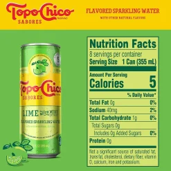 Bottled Water<Topo Chico Sabores Lime with Mint Sparkling Water, 12 oz., 8 Cans/Pack, 3 Packs/Carton (412569)