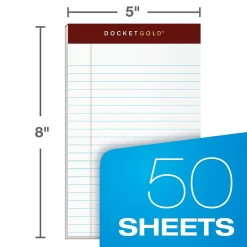 TOPS Docket Gold Notepads, 5" x 8", White, 50 Sheets/Pad, 12 Pads/Pack (63910) Outlet