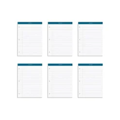 TOPS Docket Notepads, 8.25" x 11.75", Wide, White, 100 Sheets/Pad, 6 Pads/Pack (TOP 63437)