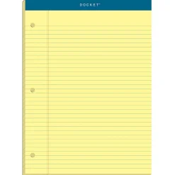 TOPS Double Docket Writing Tablet, 8-1/2" x 11-3/4", College Ruled, Canary, 100 Sheets/Pad (63383)