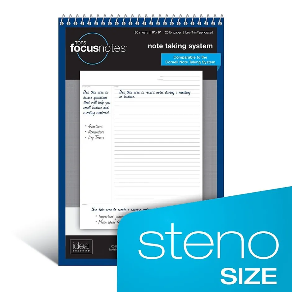 TOPS FocusNotes Steno Pad, 6" x 9", White, 80 Sheets/Pad (90222) Sale