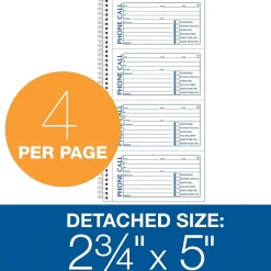 TOPS ® Phone Message Book, Ruled, 2-Part, 11" x 5 1/2" White/White, (74620) Hot