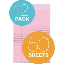 TOPS Prism+ Legal Notepads, 5" x 8", Narrow Ruled, Pink, 50 Sheets/Pad, 12 Pads/Pack (63050) New