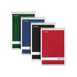TOPS Steno Book, 6" x 9", Gregg Ruled, 80 Sheets, Assorted Colors, 4/Pack (80221) New