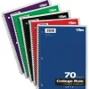 TOPS 1-Subject Notebook, 8" x 10.5", College Ruled, 70 Sheets, Assorted Colors (TOP 65021) Outlet