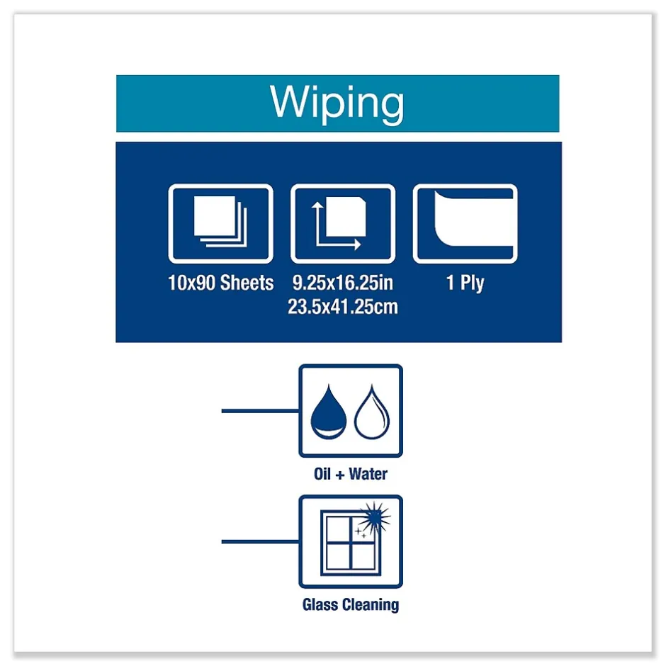 Paper Towels<Tork Heavy-Duty Paper Wiper, 9.25 x 16.25, White, 90 Wipes/Box, 10 Boxes/Carton (TRK450175)