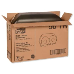 Tork ® Twin Jumbo Roll Bath Tissue Dispenser, 19.29 x 5.51 x 11.83, Smoke/Gray