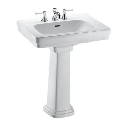 Sinks<Toto Promenade Rectangular Pedestal Bathroom Sink for 8 inch Center Faucets, Cotton White (LPT530.8N#01)