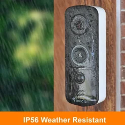 Smart Doorbells<Toucan V3 Wireless Battery Operated Video Doorbell, Chime, Night Vision, Wi-Fi, IP56 Weather Resistant, Black