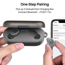 TOZO T10S Wireless Earbuds, Bluetooth, Gray (T10SGRY)
