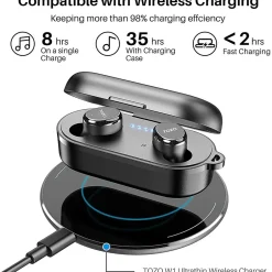 TOZO T10S Wireless Earbuds, Bluetooth, Black (T10SBLK)