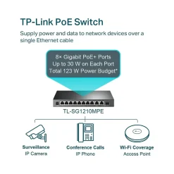 TP-LINK 10-Port Gigabit Ethernet PoE Smart Switch, Black (TL-SG1210MPE)* Ethernet Switches & Splitters
