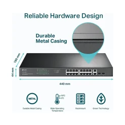 TP-LINK 18-Port Gigabit Ethernet PoE Unmanaged Switch, Black (TL-SG1218MP)* Ethernet Switches & Splitters