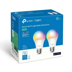 Smart Bulbs<TP-LINK Tapo Smart Wi-Fi Light Bulb, Multicolor, 2/Pack (TL135E)