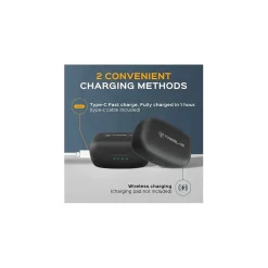 Treblab X9 Pro Wireless Noise Canceling Earbuds, Bluetooth, Black