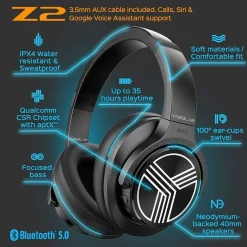 Treblab Z2-B Over Ear Workout Headphones with Microphone* Headsets