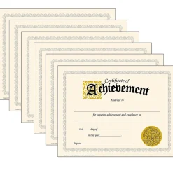 Outlet Achievement Certificates, 8.5" x 11", Multicolor, 6/Bundle (T-2562-6) Awards & Certificates
