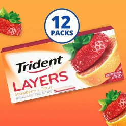 Gum & Mints<Trident Layers Sugar Free Wild Strawberry & Tangy Citrus Gum, 14 Pieces/Pack, 12/Box (AMC60001)