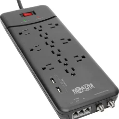 Surge Protectors & Power Strips<Tripp Lite Protect It! TLP128TTUSBB 12-Outlet Surge Suppressor/Protector