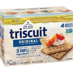 Crackers<Triscuit Original with Sea Salt Crackers, 8.5 oz, 4/Pack (220-02004)