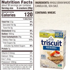Crackers<Triscuit Original with Sea Salt Crackers, 8.5 oz, 4/Pack (220-02004)