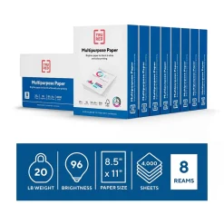 New ™ 8.5" x 11" Multipurpose Paper, 20 lbs., 96 Brightness, 500 Sheets/Ream, 8 Reams/Carton (TR56964) Multipurpose Paper