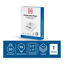 Clearance ™ 8.5" x 11" Multipurpose Paper, 20 lbs., 96 Brightness, 500 Sheets/Ream (TR56961) Multipurpose Paper