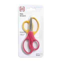 TRU RED ™ Junior 5" Kids Pointed Tip Stainless Steel Scissors, Straight Handle, Right & Left Handed, 2/Pack (TR55053) Outlet