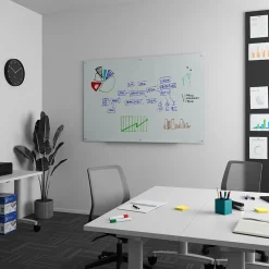 Online ™ Magnetic Tempered Glass Dry Erase Board, White, 6' x 4' (TR61197) Dry Erase