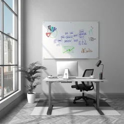 Online ™ Magnetic Tempered Glass Dry Erase Board, White, 6' x 4' (TR61197) Dry Erase