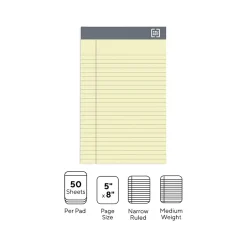 TRU RED ™ Notepad, 5" x 8", Narrow Ruled, , 50 Sheets/Pad, 6 Pads/Pack (TR57357) Canary Online