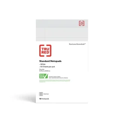 TRU RED ™ Notepad, 5" x 8", Wide Ruled, White, 50 Sheets/Pad, Dozen Pads/Pack (TR58182)
