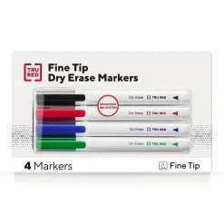 TRU RED ™ Pen Dry Erase Markers, Fine Tip, Assorted, 4/Pack (TR61457/TR54562) Hot