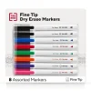TRU RED ™ Pen Dry Erase Markers, Fine Tip, Assorted, 8/Pack (TR61443/TR56881) Clearance