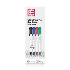 TRU RED ™ Pen Dry Erase Markers, Ultra Fine Tip, Assorted, 4/Pack (TR61458/TR57422) Discount