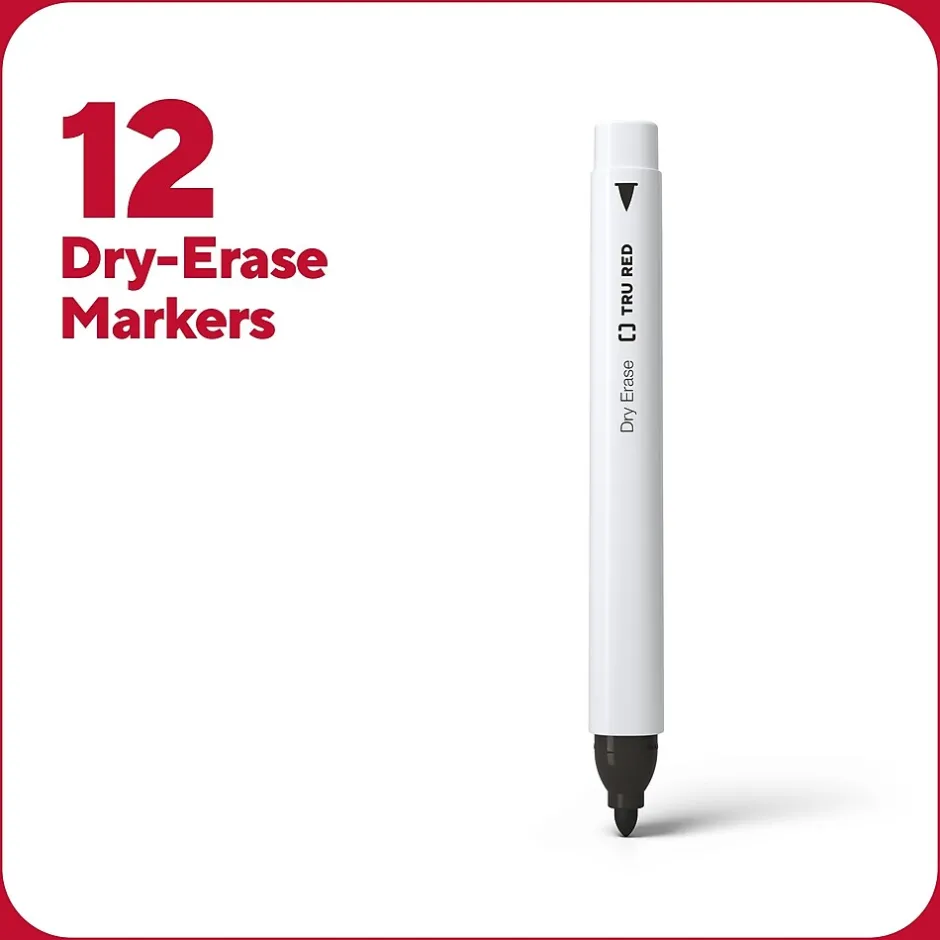 TRU RED ™ Pen Dry Erase Markers, Fine Tip, Assorted, 12/pack (TR61455)