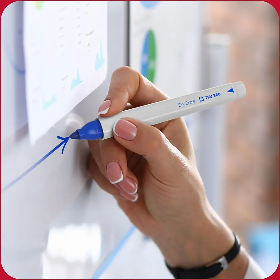 TRU RED ™ Pen Dry Erase Markers, Fine Tip, Assorted, 12/pack (TR61455)