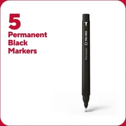 TRU RED ™ Pen Permanent Markers, Ultra Fine Tip, Black, 5/Pack (TR54525) Sale