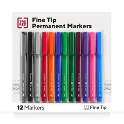 TRU RED ™ Permanent Marker, Fine Tip, Assorted, 12/Pack (TR54530) Best