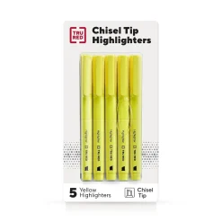 TRU RED ™ Pocket Stick Highlighter with Grip, Chisel Tip, Yellow, 5/Pack (TR54578)