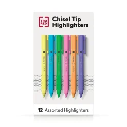 TRU RED ™ Pocket Stick Highlighter with Grip, Chisel Tip, Assorted, 12/Pack (TR54586) Clearance
