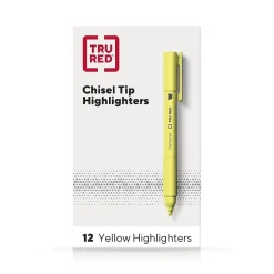 TRU RED ™ Pocket Stick Highlighter with Grip, Chisel Tip, Yellow, Dozen (TR54580) Clearance