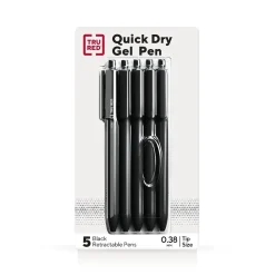 TRU RED ™ Retractable Quick Dry Gel Pen, Extra Fine Point, 0.38mm, Black, 5/Pack (TR56951) Discount