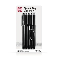 TRU RED ™ Retractable Quick Dry Gel Pen, Medium Point, 1.0mm, Black, 5/Pack (TR56952) Best