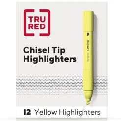 TRU RED ™ Tank Highlighter with Grip, Chisel Tip, Yellow, Dozen (TR54579) Sale