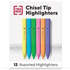 TRU RED ™ Tank Highlighter with Grip, Chisel Tip, Assorted, 12/Pack (TR54585) Outlet