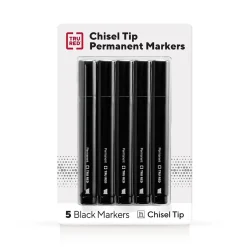 TRU RED ™ Tank Permanent Markers, Chisel Tip, Black, 5/Pack (TR54523) Hot